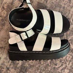 Madden Girl Black and White Platform Sandals